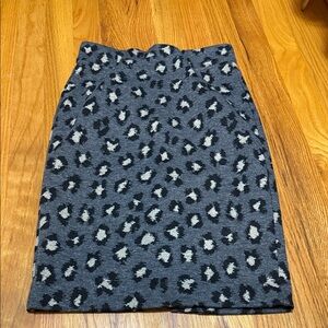 LOFT Gray Animal Print Pencil Skirt